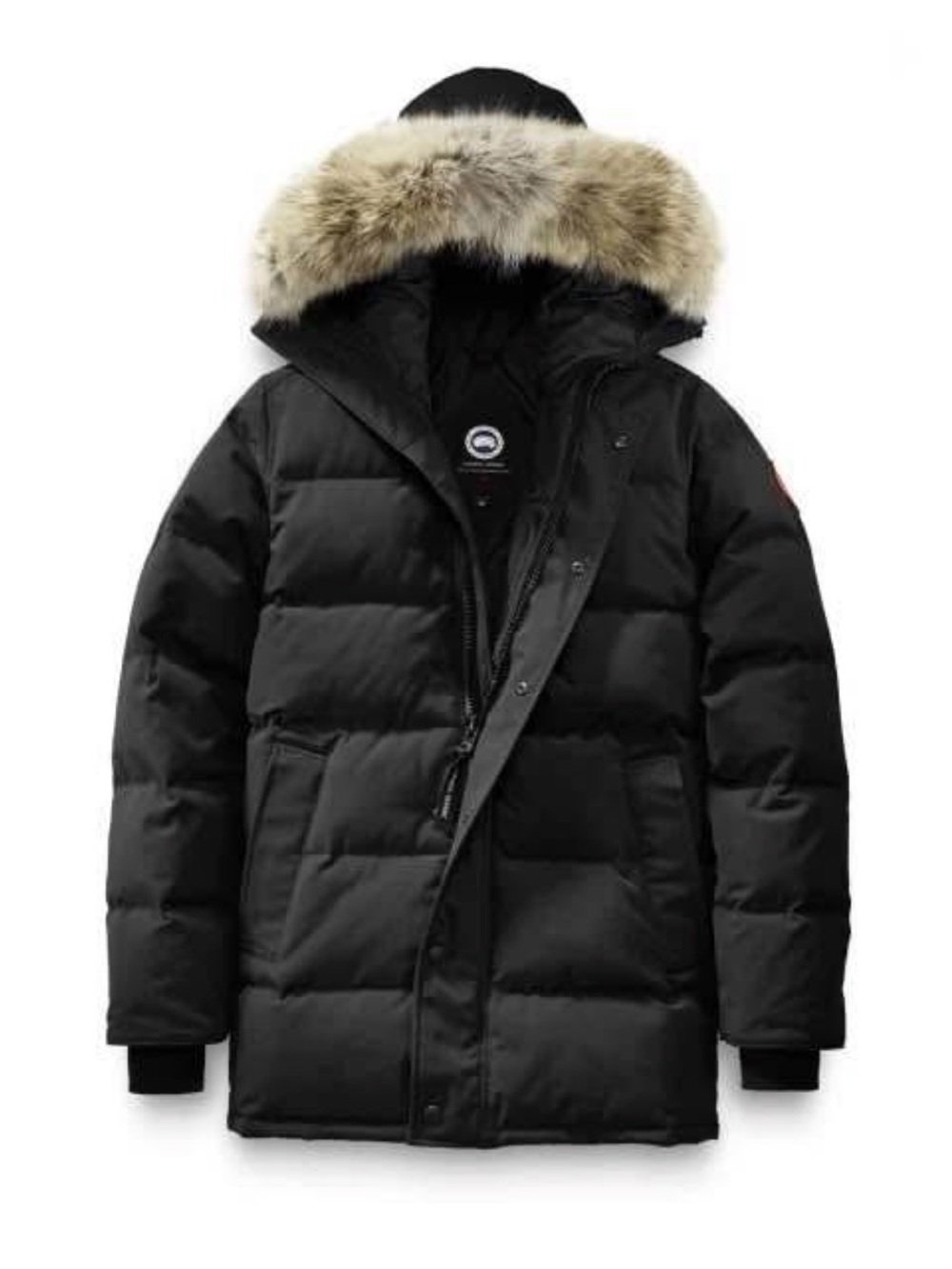 Canada Goose Black Down Puffer Parka with Natural Fur Trim Hood